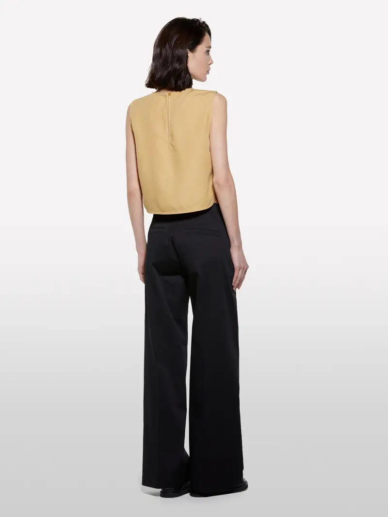 Top Senape Con Ricamo Foliage, Donna, Senape miniatura 3