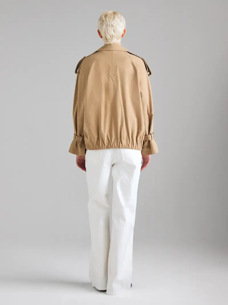 Trench Corto Over Fit, Donna, Beige miniatura 2