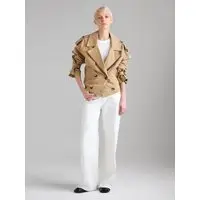 Trench Corto Over Fit, Donna, Beige miniatura 5