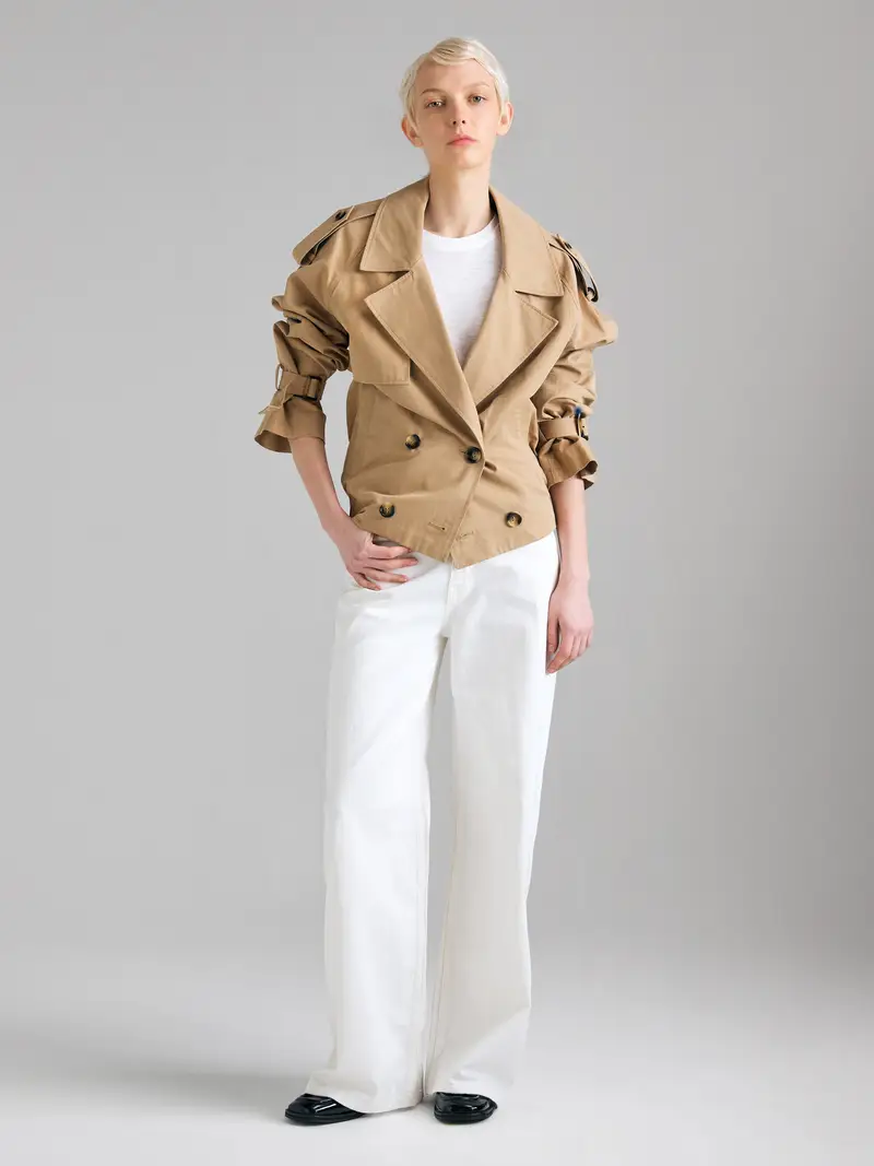 Trench Corto Over Fit, Donna, Beige
