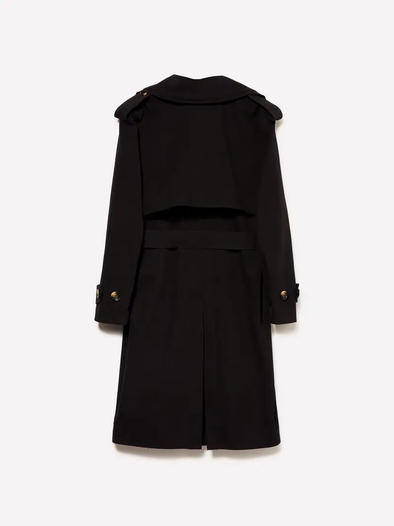 Trench Midi Doppiopetto, Donna, Nero miniatura 2