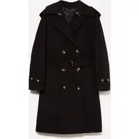 Trench Midi Doppiopetto, Donna, Nero miniatura 4