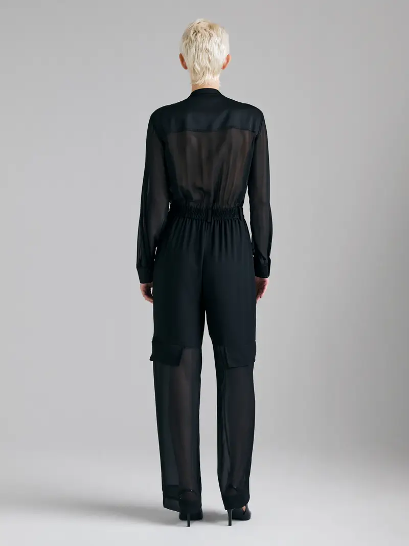 Tuta Semi Trasparente, Donna, Nero miniatura 2