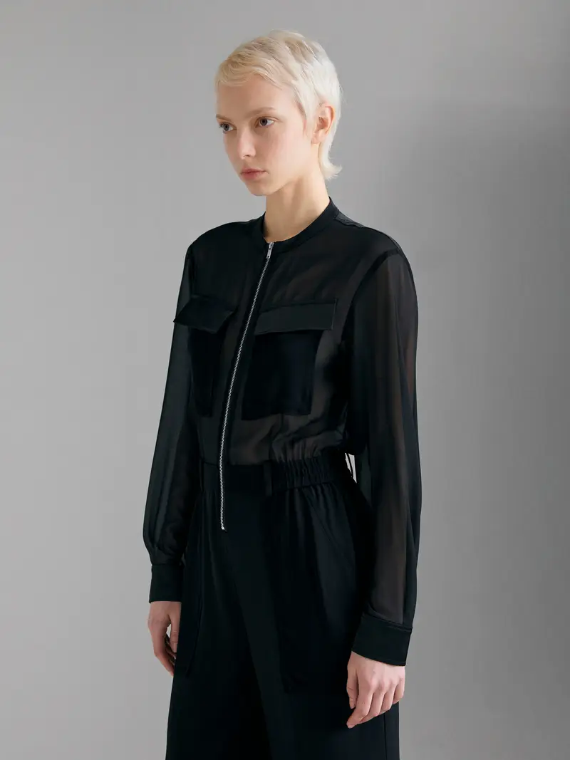 Tuta Semi Trasparente, Donna, Nero miniatura 3