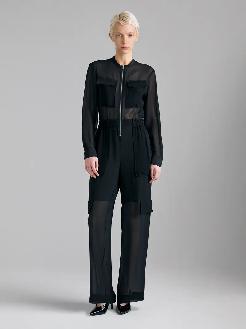 Tuta Semi Trasparente, Donna, Nero