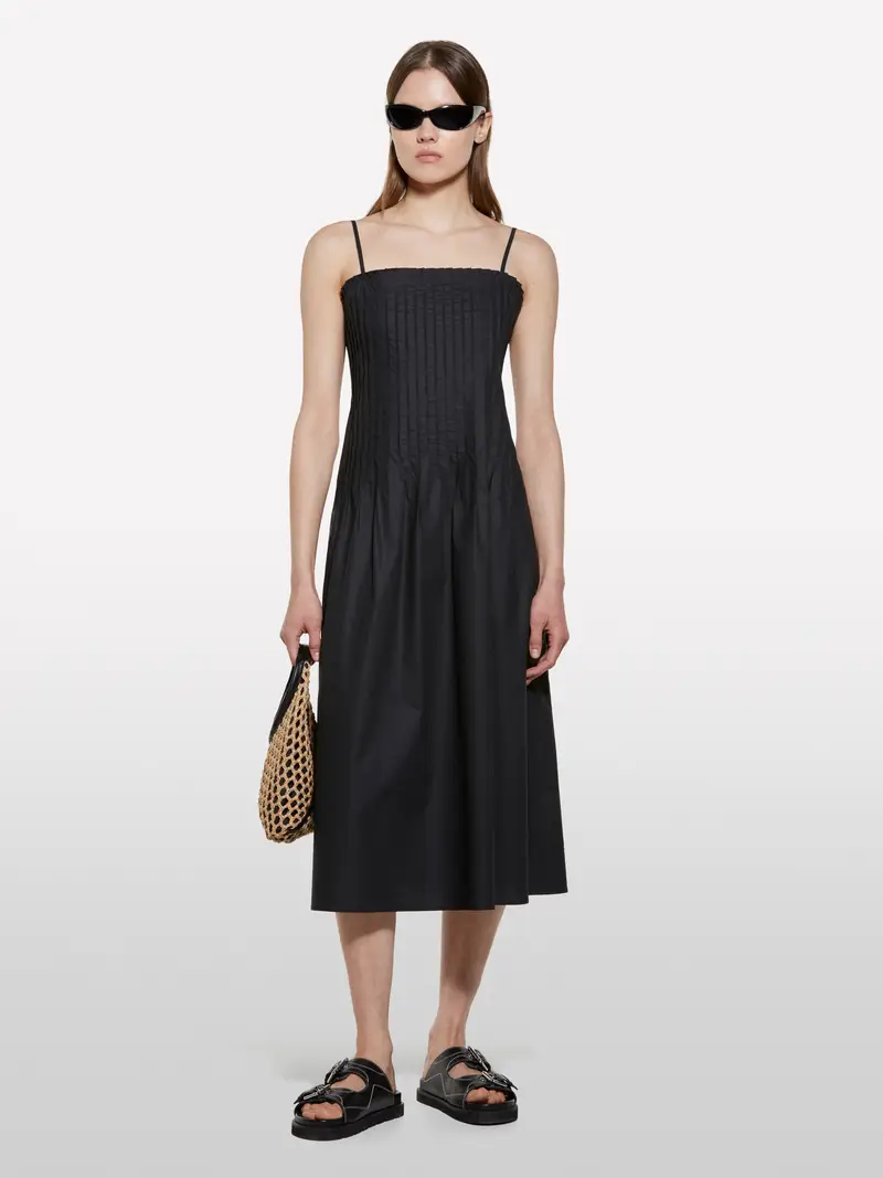 Vestito Midi Nero Svasato, Donna, Nero