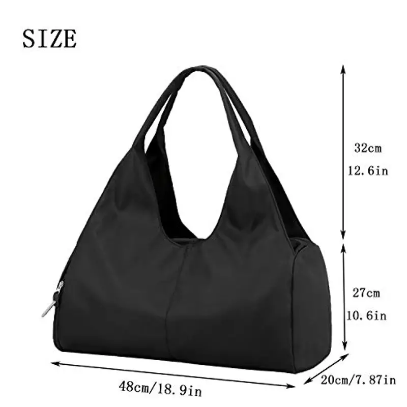 SIVENKE Borsa Sportiva da Viaggio Con Scomparto per Scarpe e Bagnato - Fitness Leggera e Impermeabile - Borsone da Allenamento per Palestra (Nero) miniatura 2