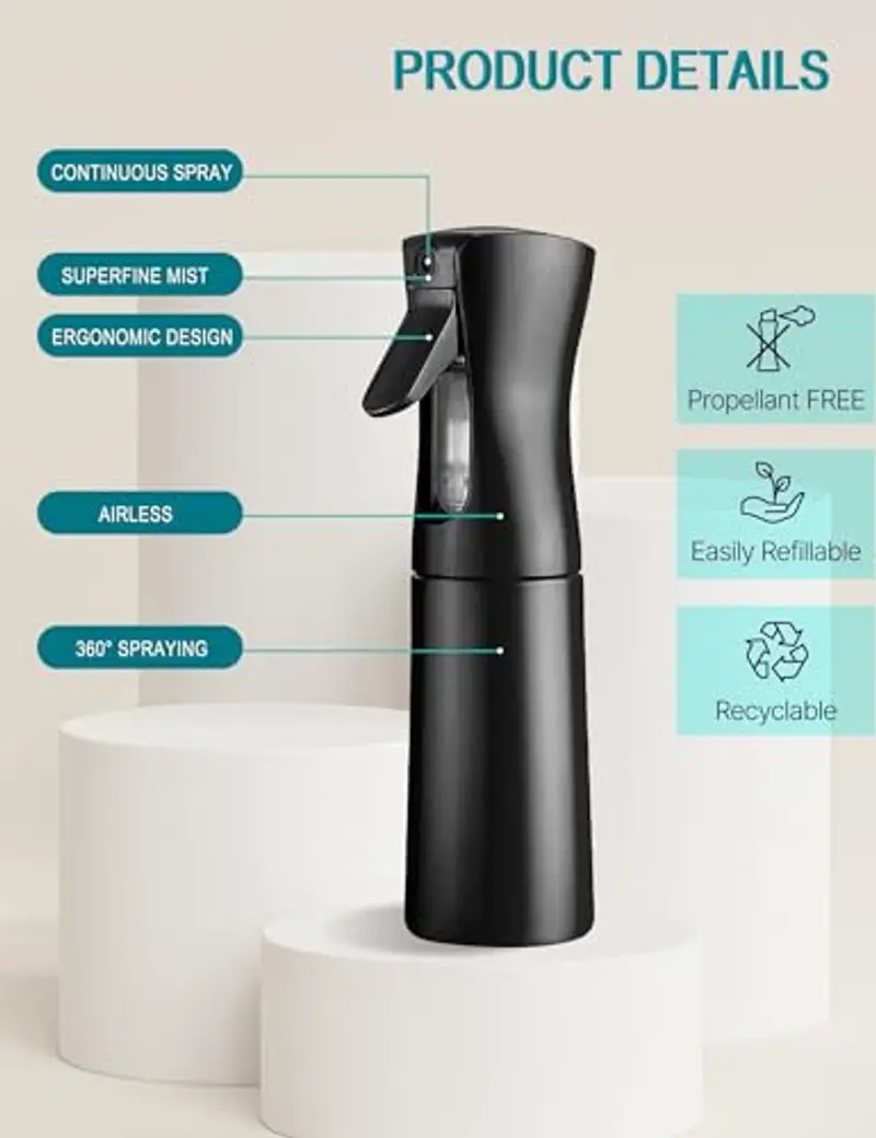SIVLKI Spray Bottle Capelli, 2 Pack, Atomizzatore Ultrafine Continuo, Strumenti di Parrucchiere per Hair Styling (200ml) miniatura 3