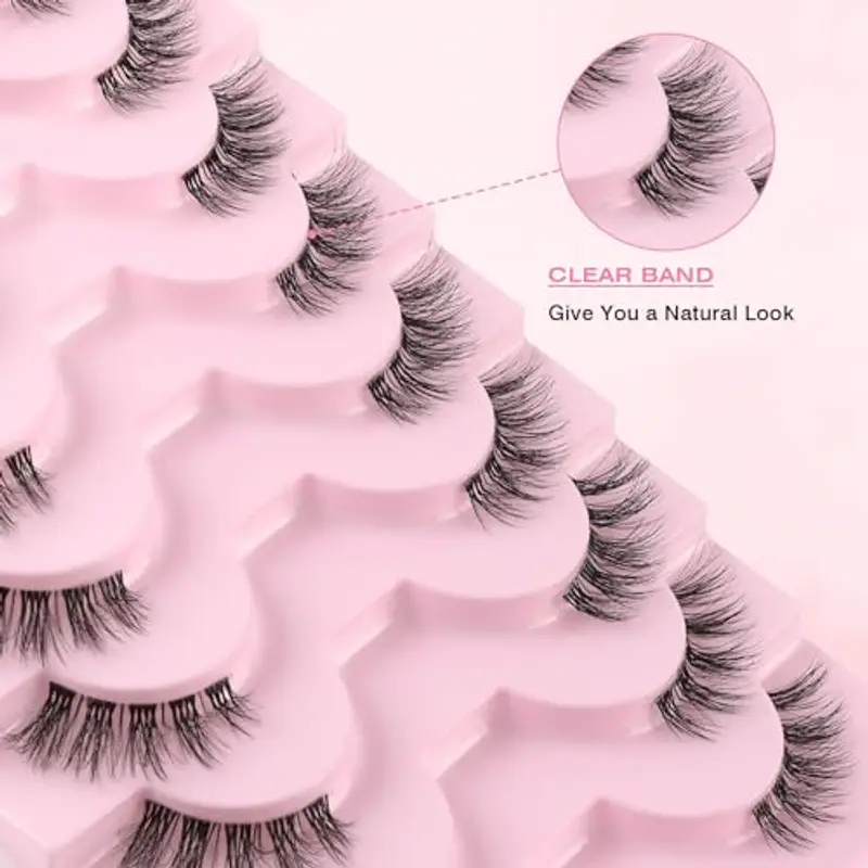 Sixstarhair Ciglia Finte 10 Paia Mezze Ciglia Finte con Fascia Trasparente 3D Occhio Di Gatto Ciglia Naturali Half Lashes Corner Eyelashes miniatura 3