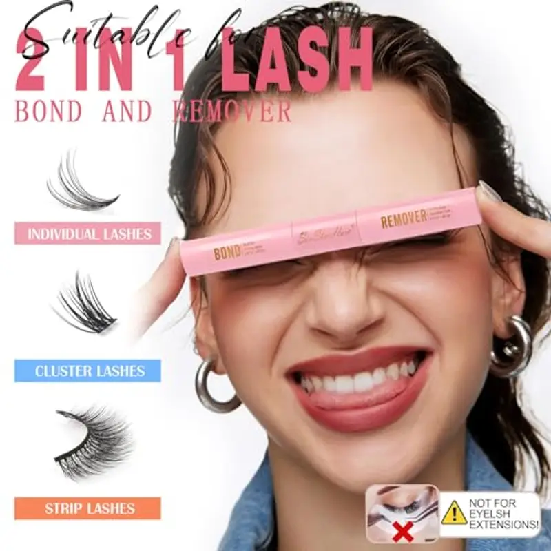 Sixstarhair Ciglia Finte Bond y Remover 2 en 1, colla per ciglia impermeabile, Remover Extension Ciglia Trasparente, Rimuovi Colla per Ciuffetti Ciglia Finte y colla ciglia finte (5 ml+5 ml) miniatura 3