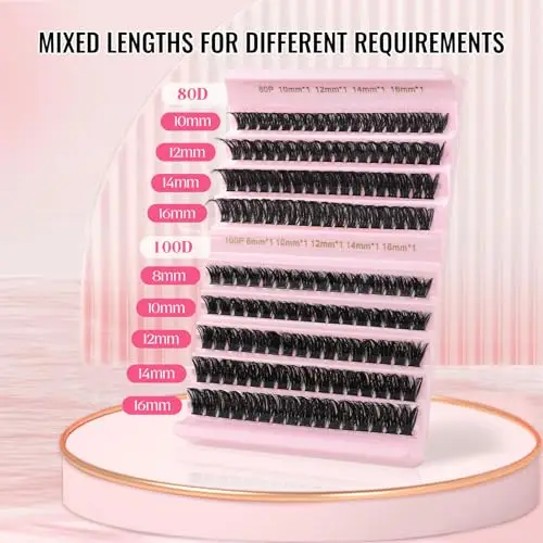 Sixstarhair Ciglia Finte kit Ciglia Extension con Bond e Remover 8-16mm Lash Extension Naturali Ciglia Finte Cluster miniatura 2