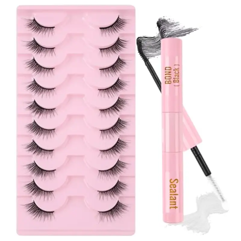 Sixstarhair Ciglia Finte Naturali 10 Paia Mezze Ciglia Finte con Fascia Trasparente 3D Half Lashes Cat Eye Riutilizzabili 3/4 Corner Lashes