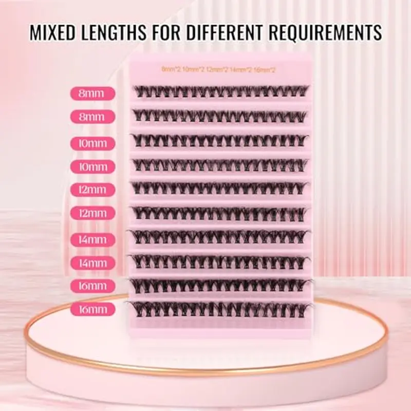 Sixstarhair Ciglia Finte Naturali Extension Ciglia 40D 8-16mm Lunghezza Mista Ciuffetti Ciglia Finte DIY Lash Clusters Volume Eyelash Extension miniatura 2