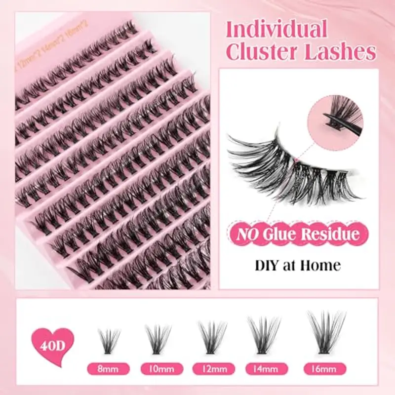 Sixstarhair Ciglia Finte Naturali Extension Ciglia 40D 8-16mm Lunghezza Mista Ciuffetti Ciglia Finte DIY Lash Clusters Volume Eyelash Extension miniatura 3