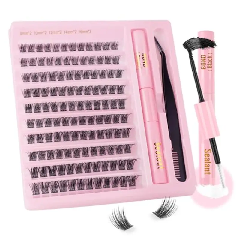 Sixstarhair Ciuffetti Ciglia Finte Kit con Colla D Curl Cluster Lashes con Bond e Seal Kit Extension Ciglia Fai Da Te 12-16mm Mix 120 Pezzi Lash Extension Naturali