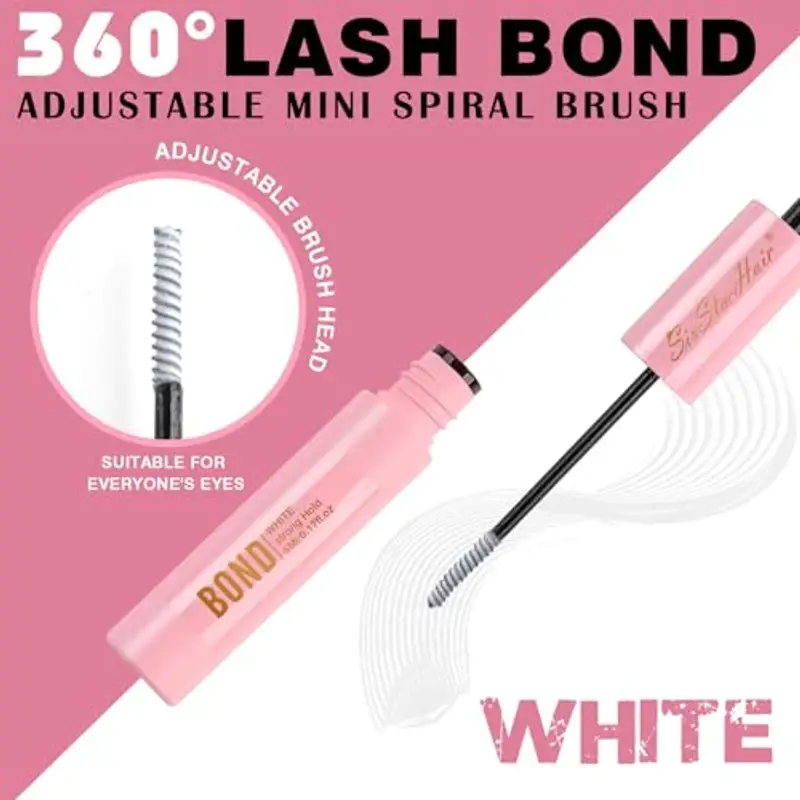 Sixstarhair Colla Ciglia Extension Bond e Seal 2 en 1, Colla Waterproof per Ciglia Finte Lunga Durata 48-72 Ore, Adesivo per Ciuffetti Ciglia Fai Da Te (5 ml + 5 ml) Lashes Glue for Cluster Lashes miniatura 2