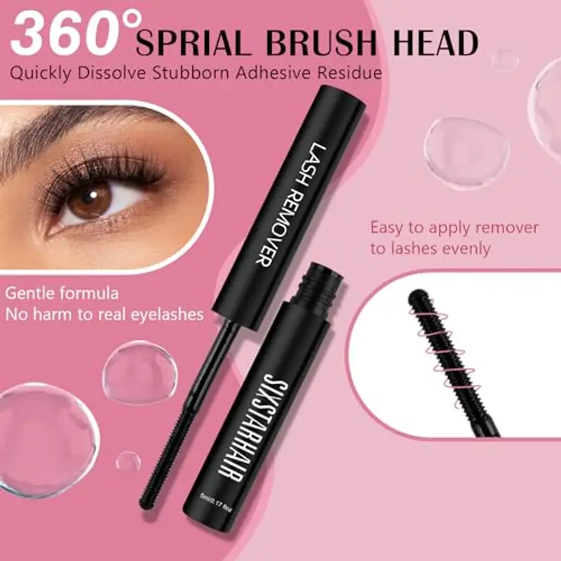 Sixstarhair Remover Extension Ciglia 5ml Rimuovi Colla Trasparente Ciuffetti Extension Ciglia Remover Fai da te a casa Rimuove Rapidamente le Ciglia Finte Remover Ciglia Extension miniatura 2
