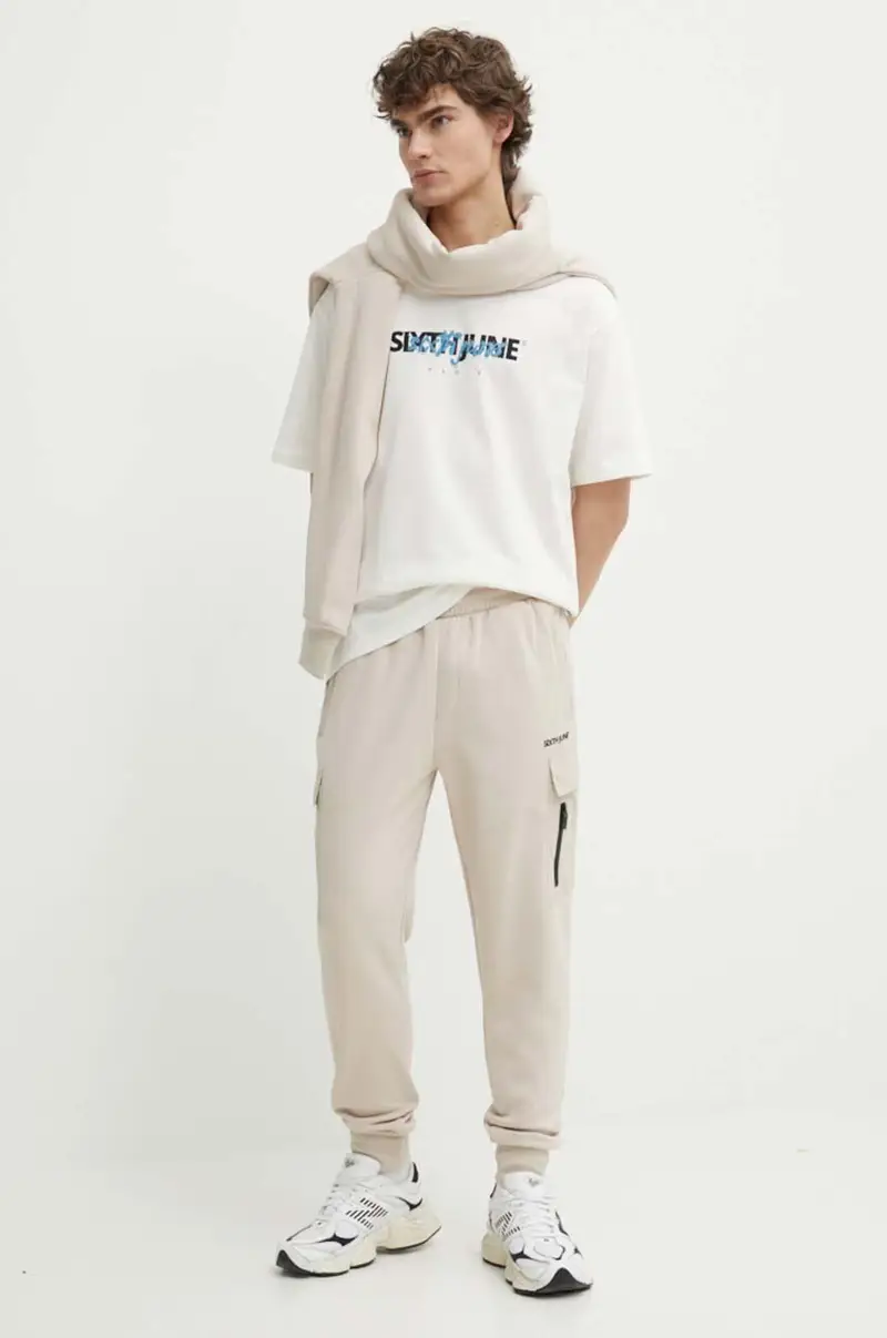 felpa uomo colore beige con cappuccio miniatura 2