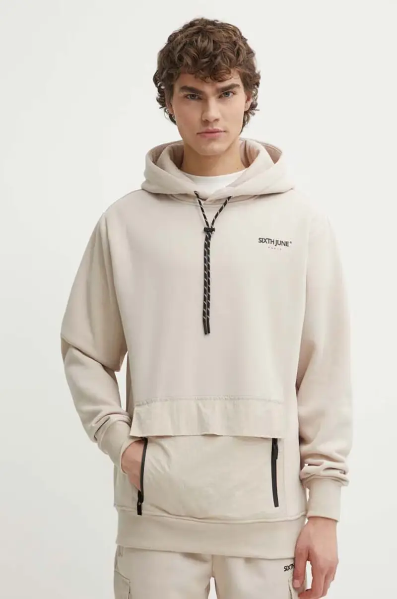 felpa uomo colore beige con cappuccio