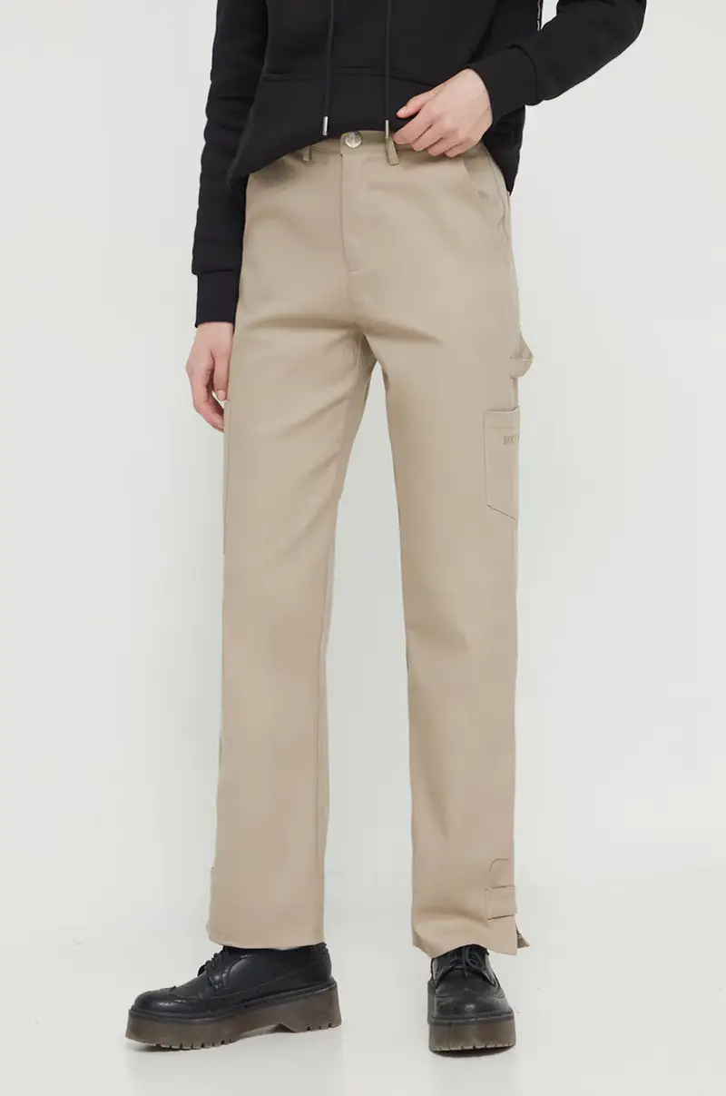 pantaloni in cotone colore beige