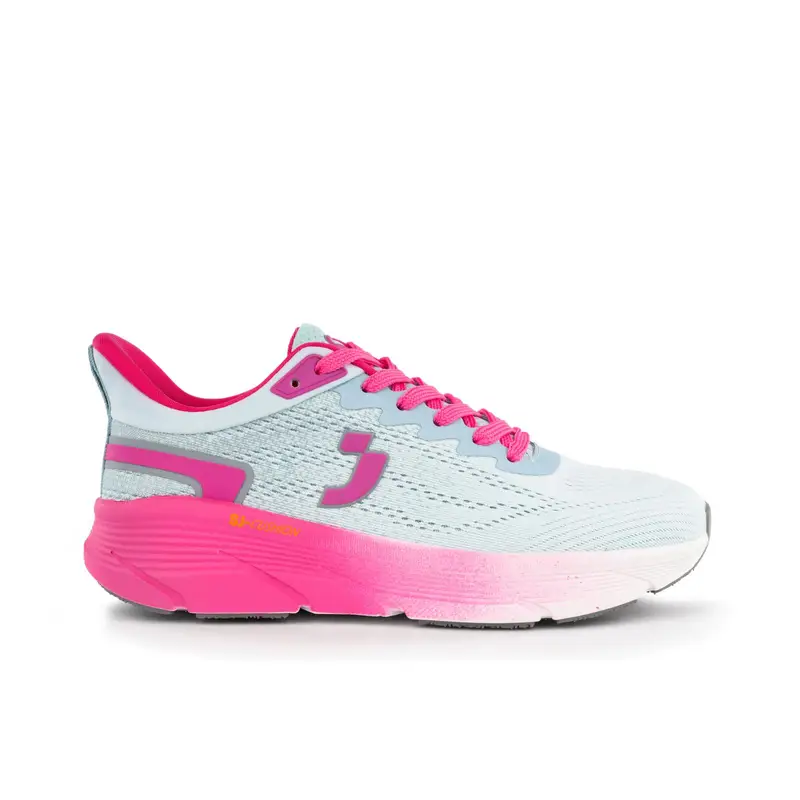 Sneakers running azzurre da donna in tessuto traforato con suola chunky colorata