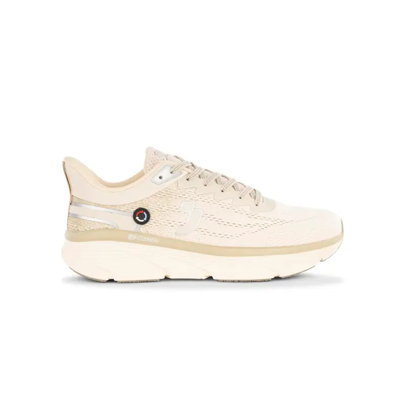 Sneakers running beige da donna con suola chunky