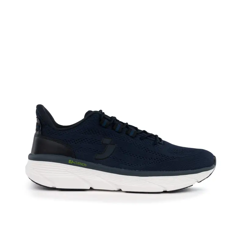 Sneakers running blu scuro da uomo in tessuto traforato con logo laterale