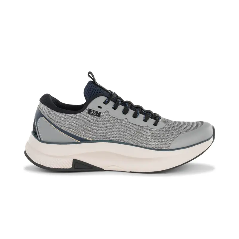 Sneakers running grigie in tessuto da uomo con suola chunky
