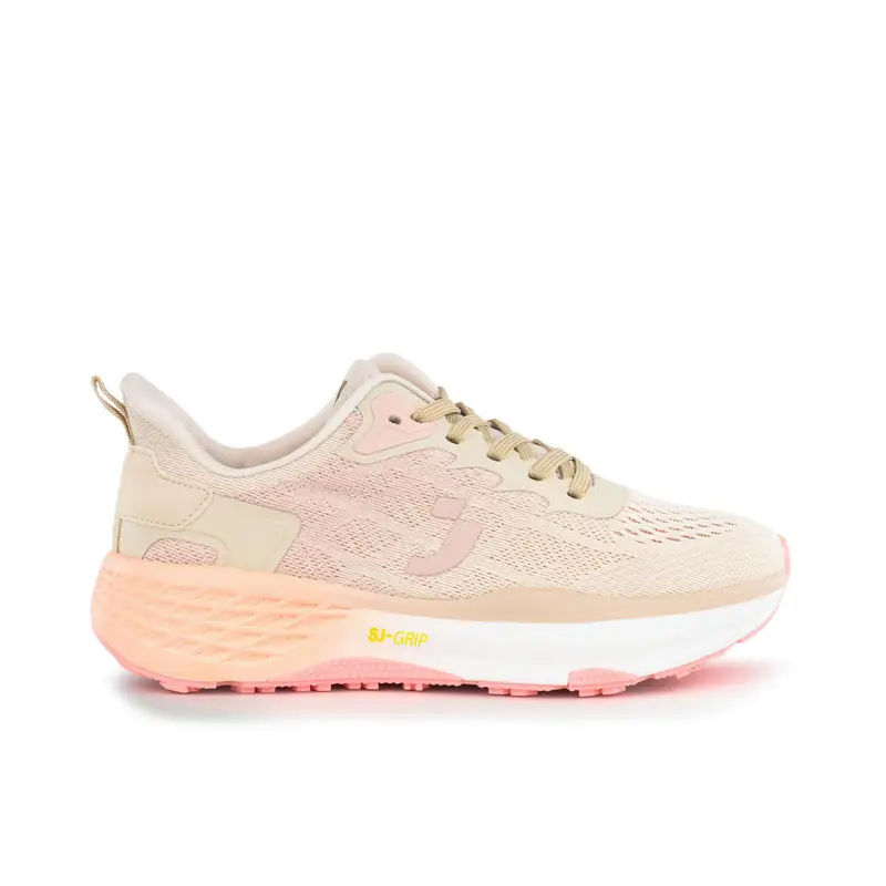 Sneakers running rosa da donna in tessuto traforato con dettagli colorati