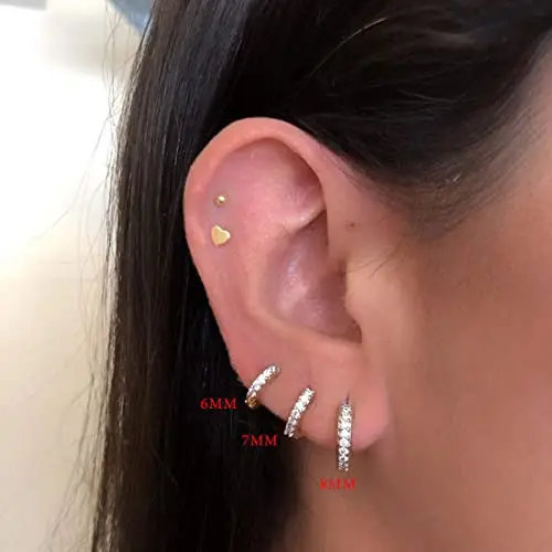 SJBAUTYO 3 Paia Orecchini a Cerchio di Cartilagine, Orecchini Anallergici Cerchio, Orecchini a Cerchio Piccoli in Acciaio miniatura 2