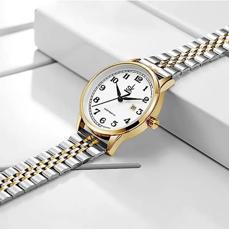 SK Orologi da donna Classic Business con cinturino in acciaio inossidabile ed elegante orologio da donna con calendario miniatura 3