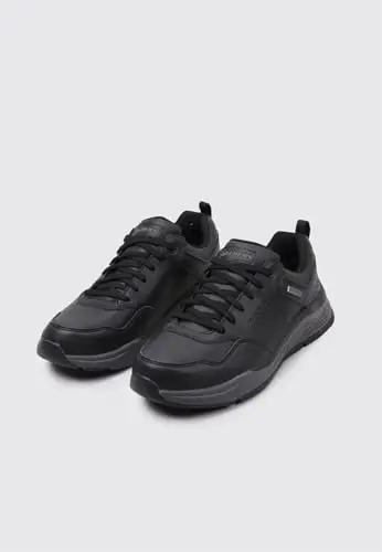 Skechers BENAGO MEN, Scarpa da Camminata Uomo, Nero Grigio Pelle Impermeabile, 41 EU miniatura 3