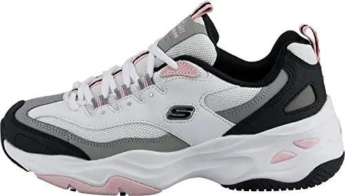 Skechers D'lites 4.0 Fresh Diva, Sneaker Donna, White Leather Mesh Black Pink Trim, 36 EU miniatura 3