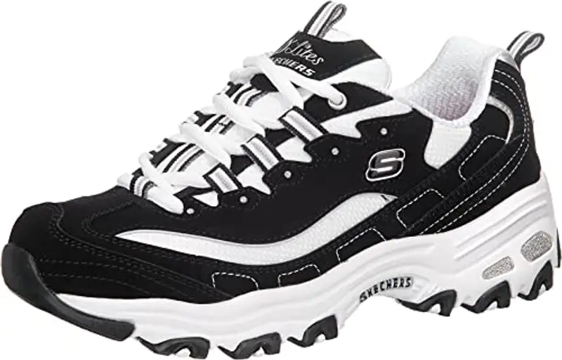 Skechers D'lites Biggest Fan, Sneaker Donna, Black White, 35.5 EU