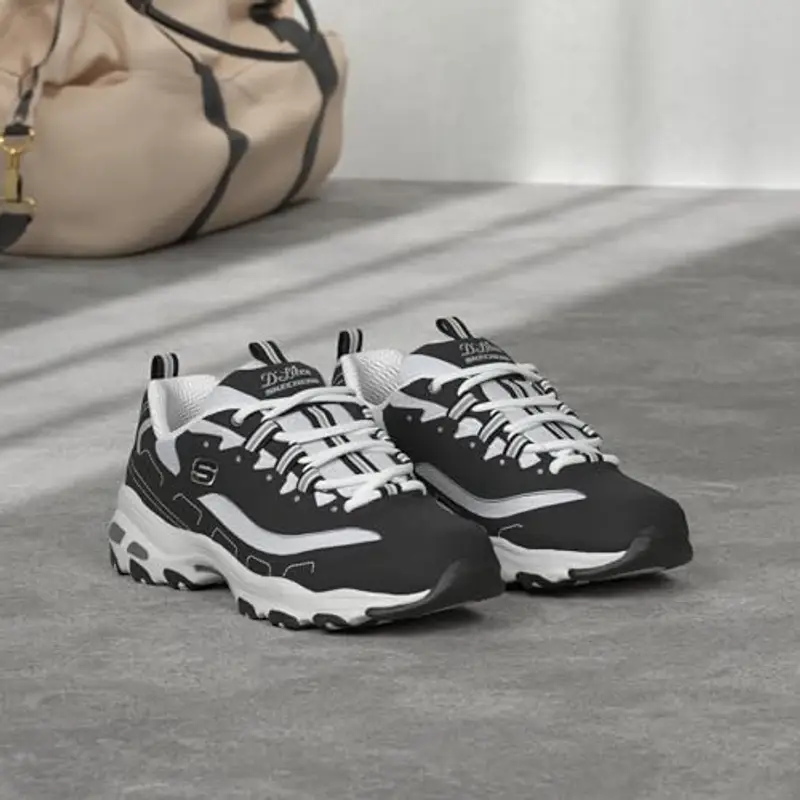 Skechers D'lites Biggest Fan, Sneaker Donna, Black White, 36 EU miniatura 2