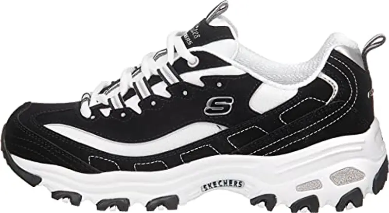 Skechers D'lites Biggest Fan, Sneaker Donna, Black White, 37 EU miniatura 3
