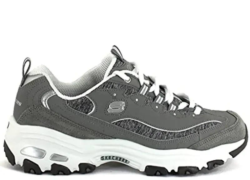 Skechers D'lites Biggest Fan, Sneaker Donna, Grigio Grigio Bianco, 38.5 EU miniatura 3