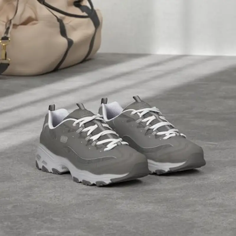 Skechers D'lites Biggest Fan, Sneaker Donna, Grigio Grigio Bianco, 42 EU miniatura 2