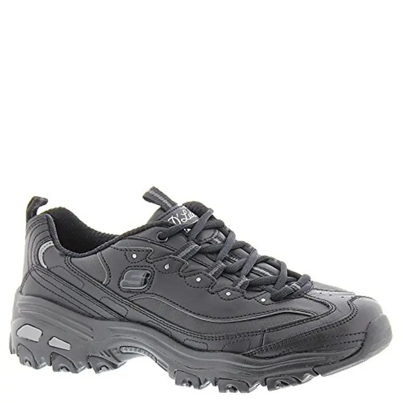 Skechers D'Lites - Fresh Start, Scarpe Donna, Black Black Leather Mesh Charcoal Trim Yellow Bbk, 35 EU miniatura 2