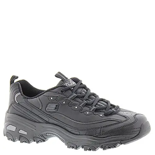 Skechers D'Lites - Fresh Start, Scarpe Donna, Black Black Leather Mesh Charcoal Trim Yellow Bbk, 36 EU miniatura 2