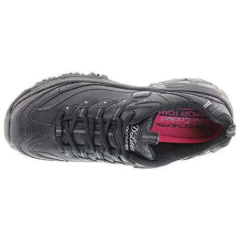 Skechers D'Lites - Fresh Start, Scarpe Donna, Black Black Leather Mesh Charcoal Trim Yellow Bbk, 36 EU miniatura 3