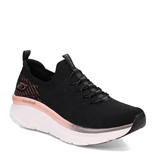 Skechers D'lux Walker - Let It Glow, Sneakers Donna, Nero (Black Knit Rose Gold Trim), 35 EU miniatura 2
