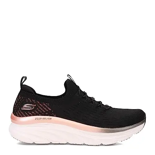 Skechers D'lux Walker - Let It Glow, Sneakers Donna, Nero (Black Knit Rose Gold Trim), 35 EU miniatura 3