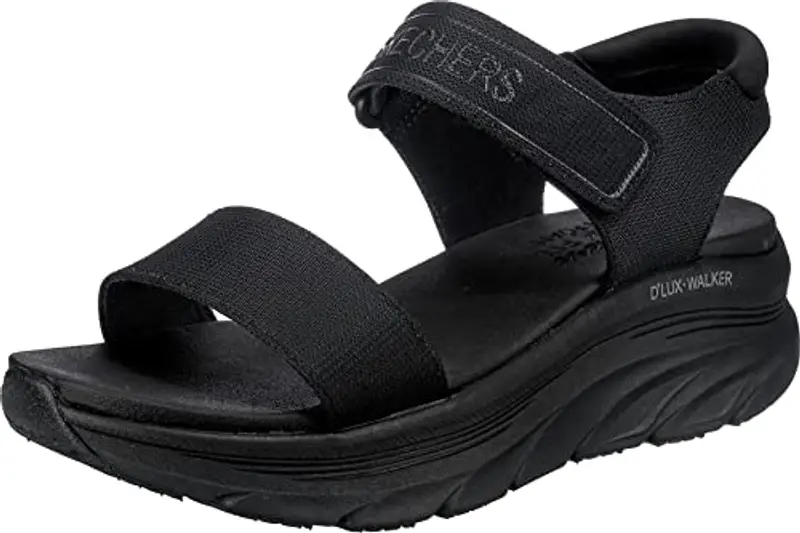 Skechers D'lux Walker Nuovo Blocco, Sandali Donna, Nero, 36 EU
