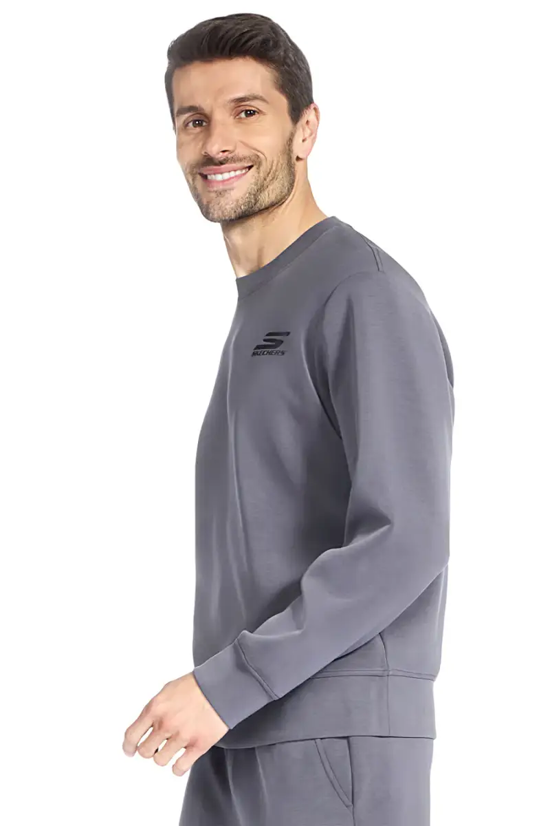 Felpa grigia con girocollo e logo stampato Skechers SKECHCLOUD Elevate Crew [ASPHALT] miniatura 4