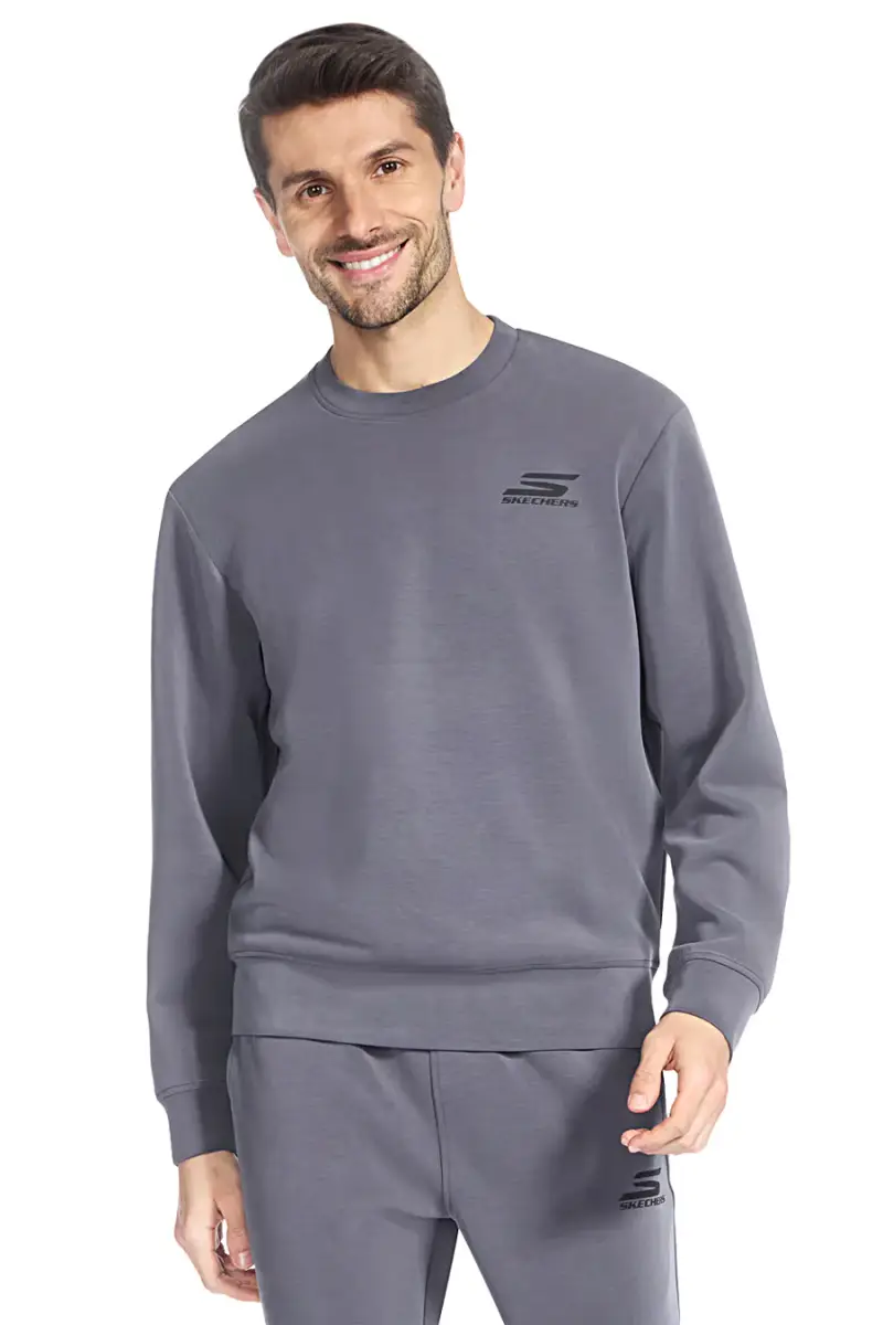 Felpa grigia con girocollo e logo stampato Skechers SKECHCLOUD Elevate Crew [ASPHALT]