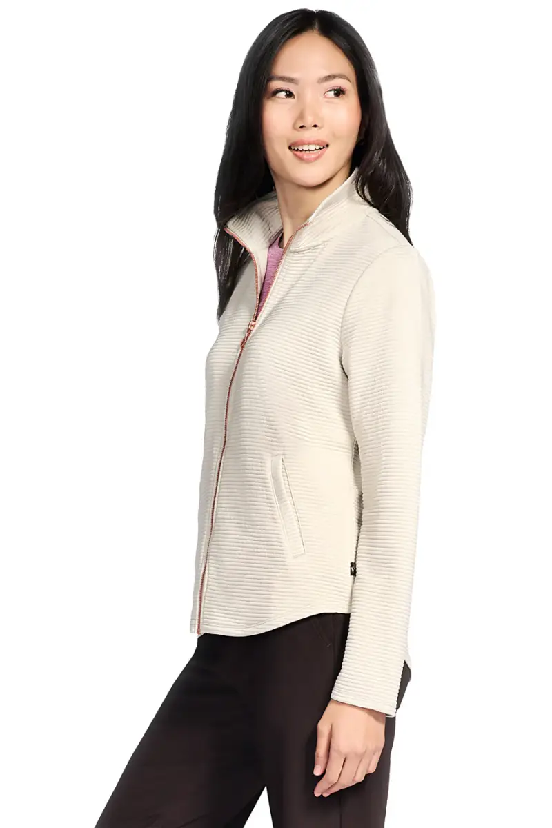 Skechers Giacca panna con zip in tessuto riciclato miniatura 3