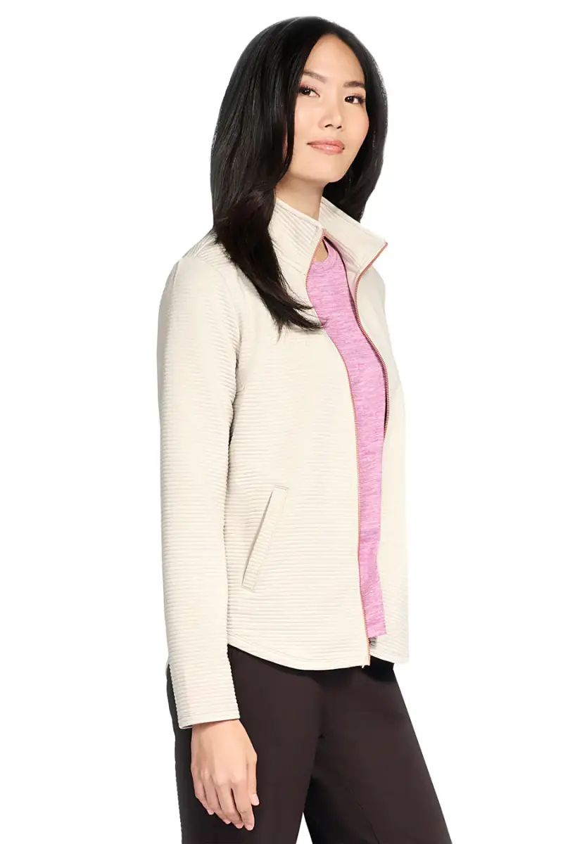 Skechers Giacca panna con zip in tessuto riciclato miniatura 4