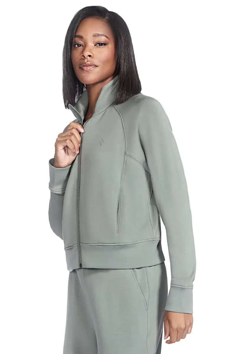 Giacca verde salvia con zip in tessuto skechluxe elevate Skechers JA278 [VERDE] miniatura 4