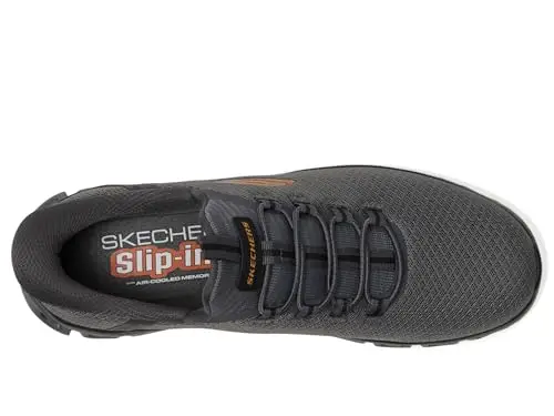 Skechers Glide-Step Noxus - Sneaker da Uomo Senza Mani, Carbone/Arancione, 8.5 Wide miniatura 3